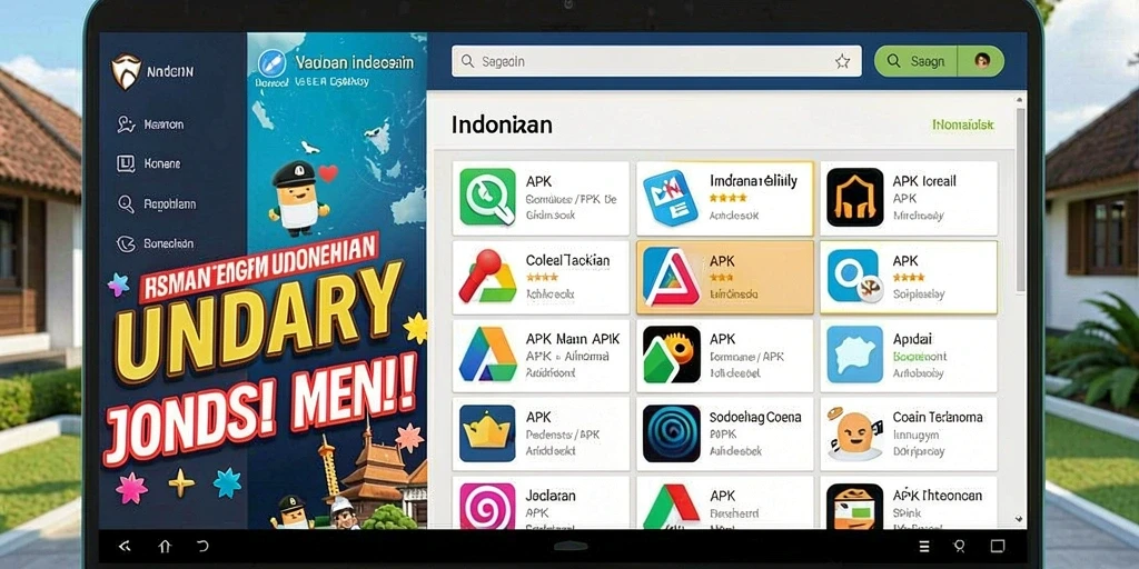 Tampilan menu utama yang menarik dengan nuansa permainan.
