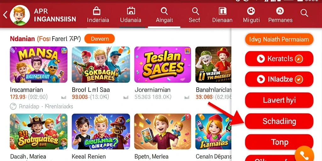 Screenshot menunjukkan antarmuka permainan yang menarik.